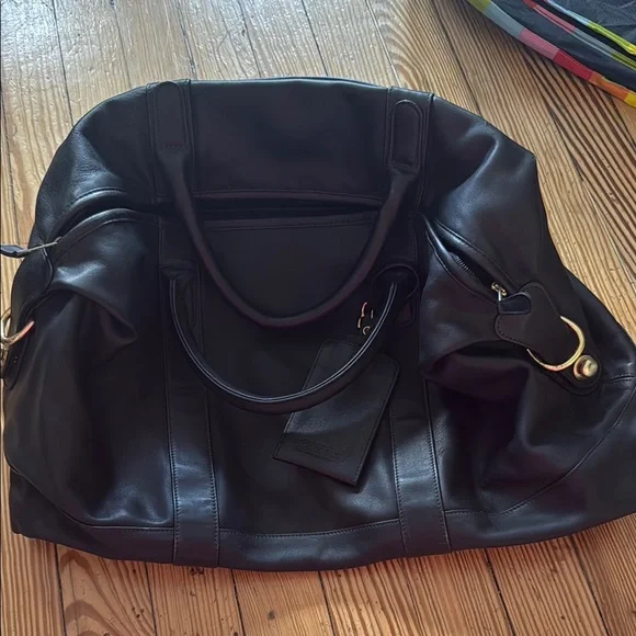 Coach | Bags | Black Leather Coach Bag Weekender Duffle  display picture 2